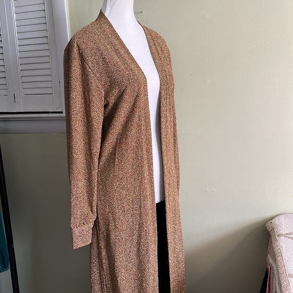 South Beach longline gold side slits open front Metallic Duster Cardigan Sweater - Picture 11 of 15